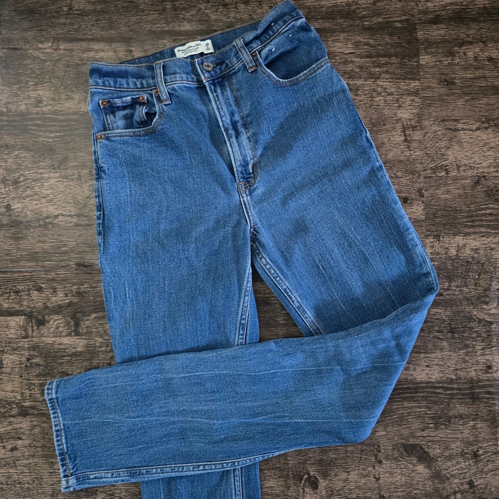 ABERCROMBIE &‎ FITCH Slim Straight Jeans Women 26 Blue High Rise 155D1045